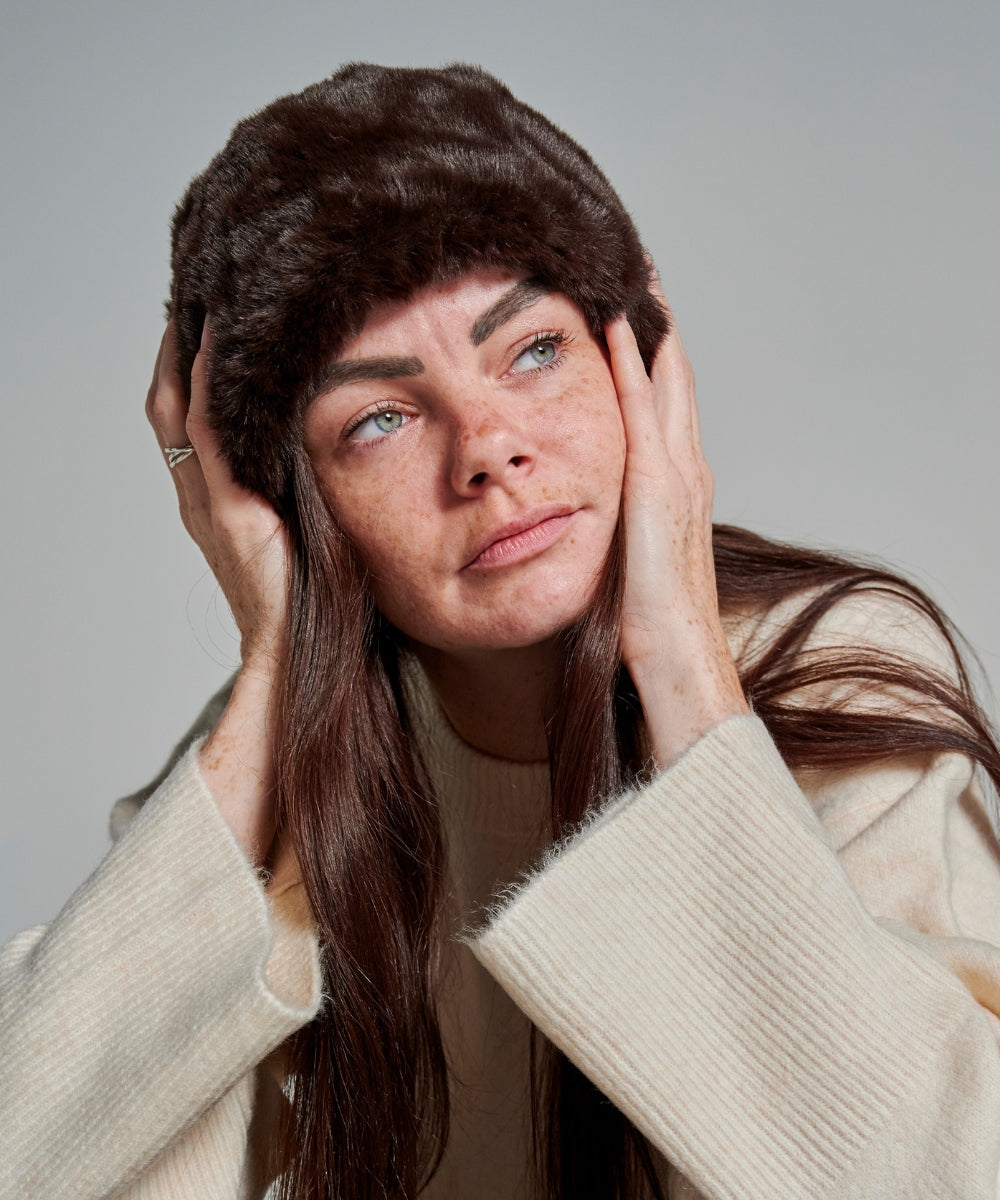 Toque Fourrure Bi-matière Marron thumbnail 5