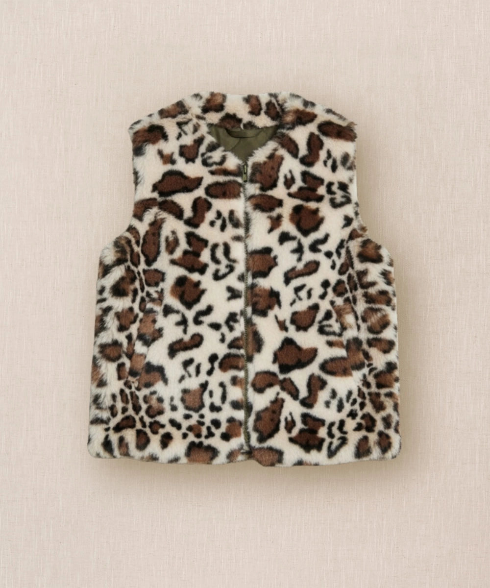 Sleeveless Reversible Khaki/Leopard Vest thumbnail 2