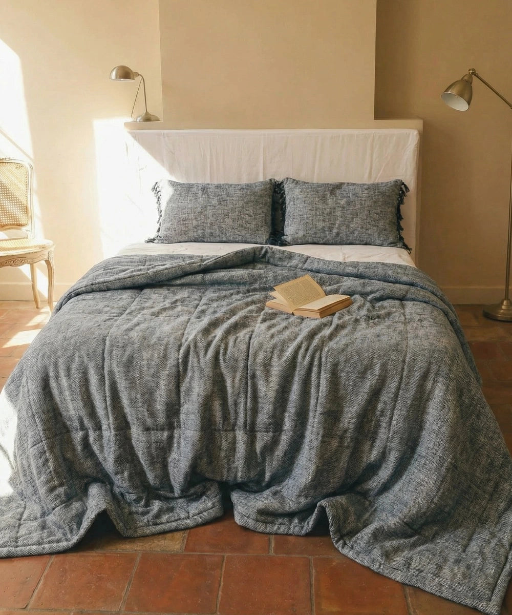 Dessus de lit Coton Indigo