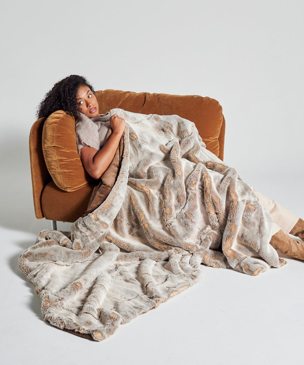 Faux fur throw Frisson Natural brown thumbnail 1