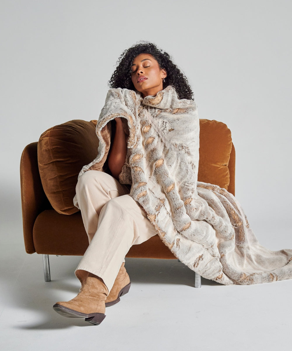 Faux fur throw Frisson Natural brown thumbnail 6