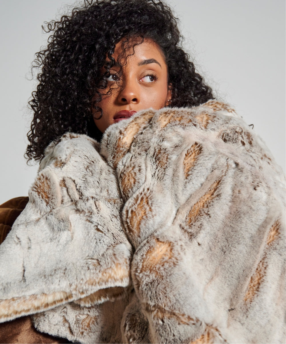 Faux fur throw Frisson Natural brown thumbnail 5