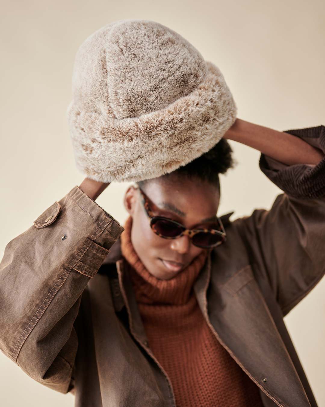 Bonnet fausse fourrure - Marron thumbnail 4