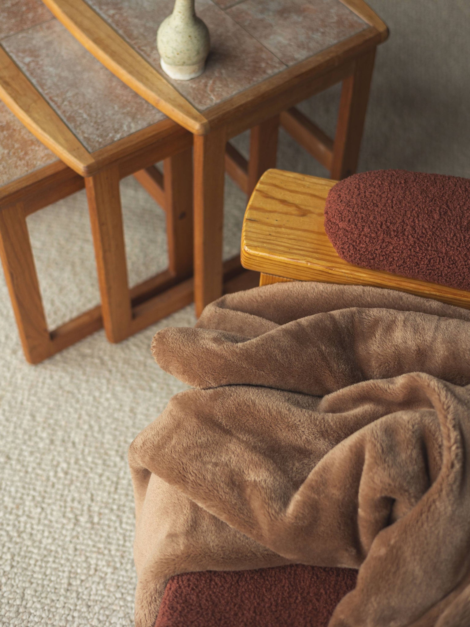 Plaid Cosy Monochrome Camel marron thumbnail 5