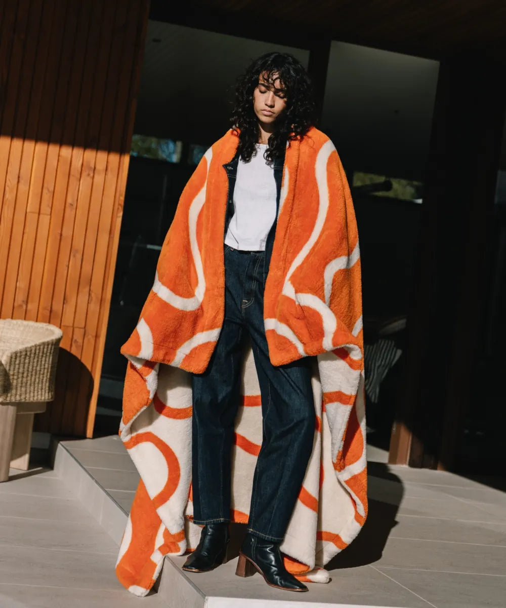 Plaid Polaire - Wavy Orange