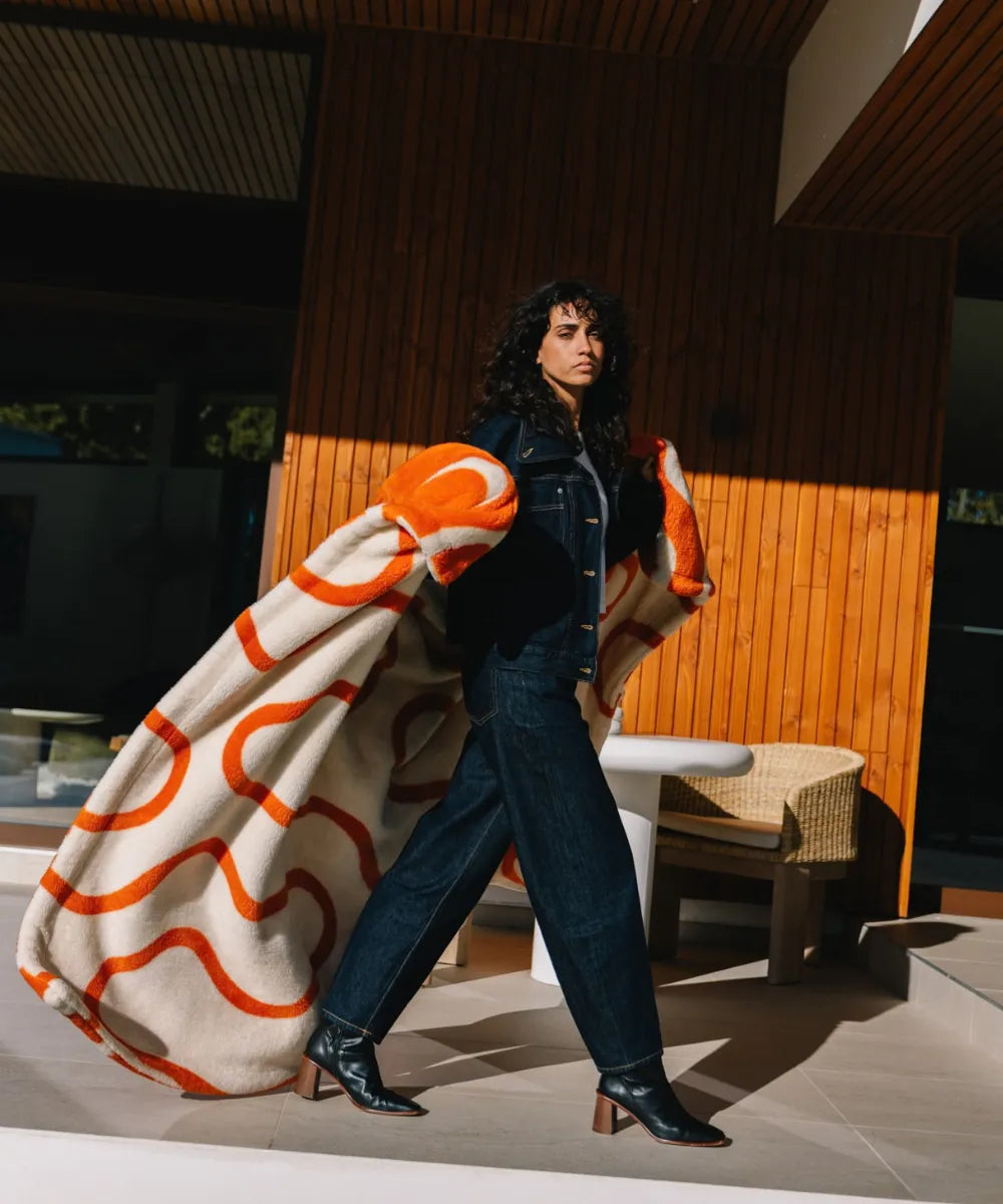 Plaid Polaire - Wavy Orange