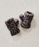 Fur Mittens - Gray Leopard Print