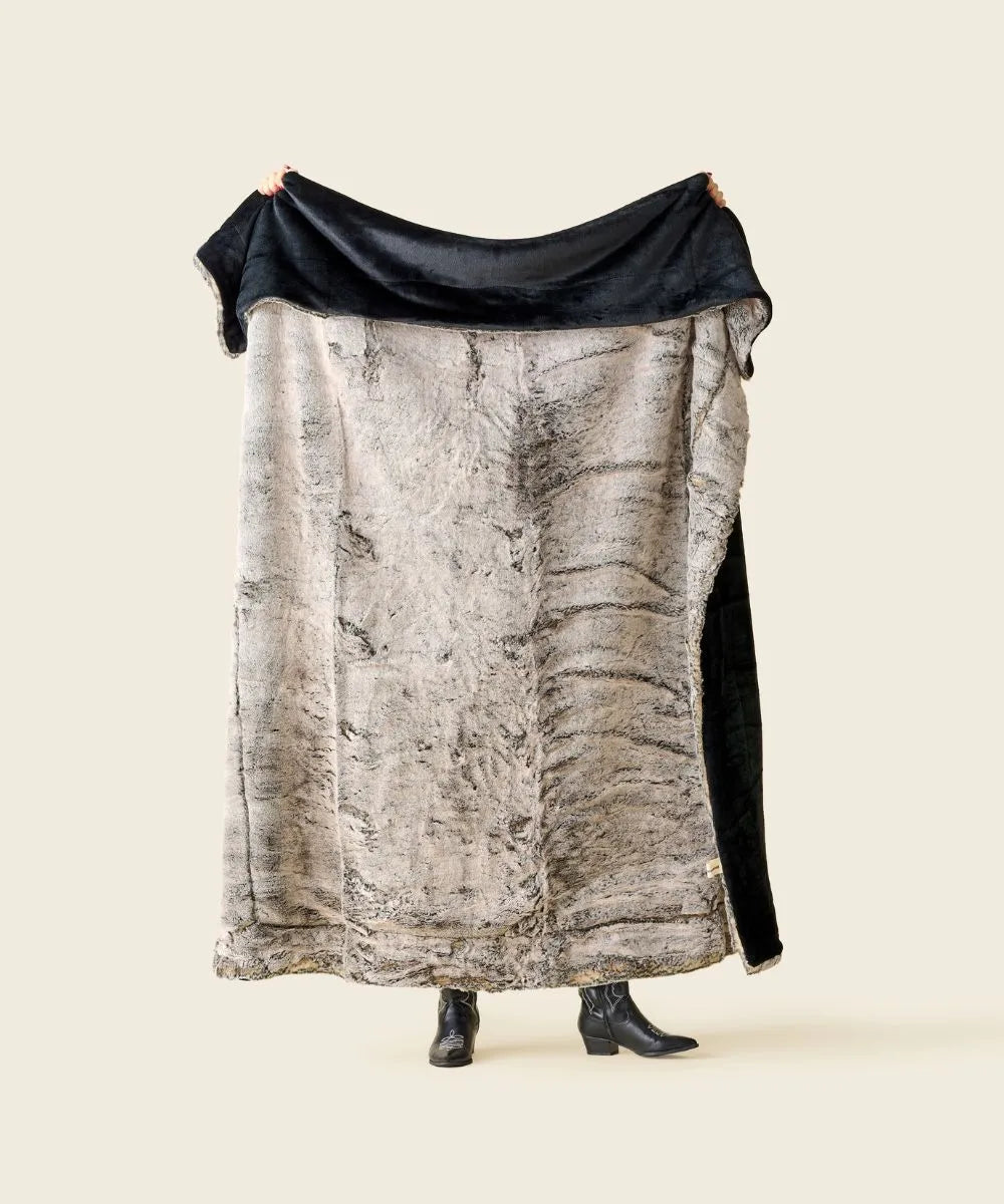 Plaid Fausse fourrure Frisson Sombre gris