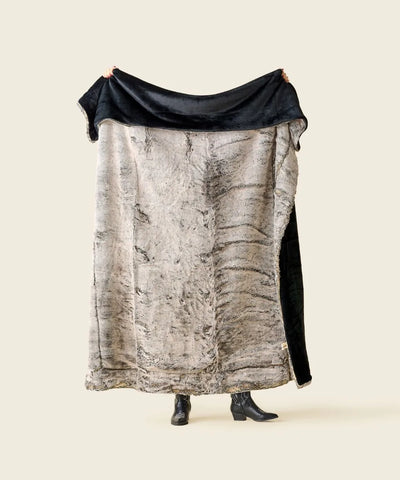 Plaid Fausse fourrure Frisson Sombre gris