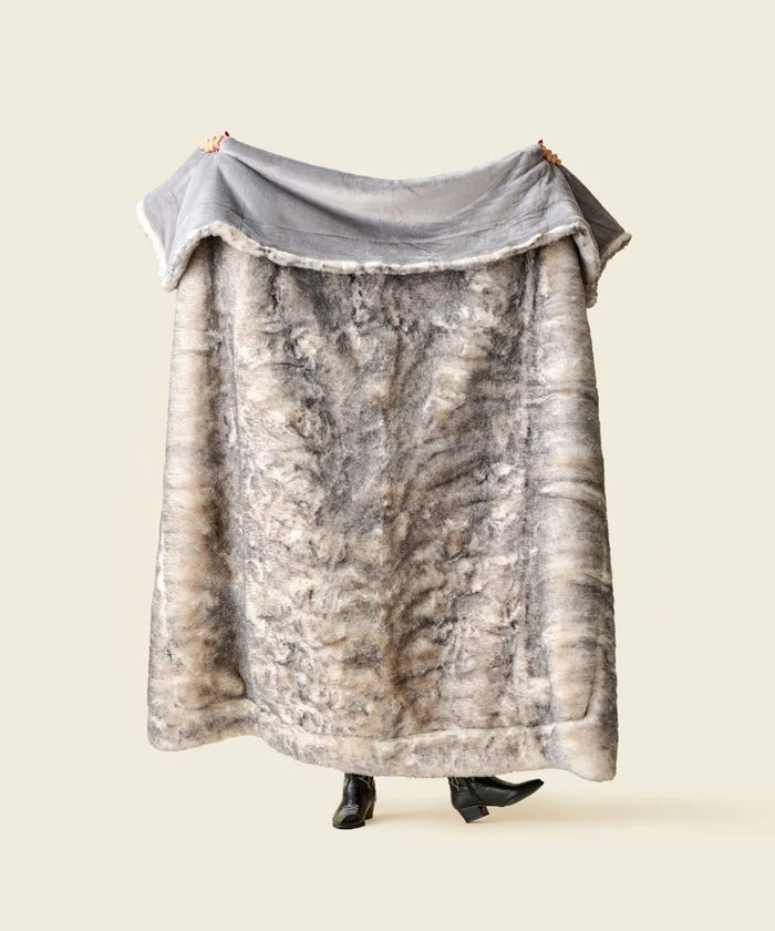 Plaid Fausse fourrure Sensation gris
