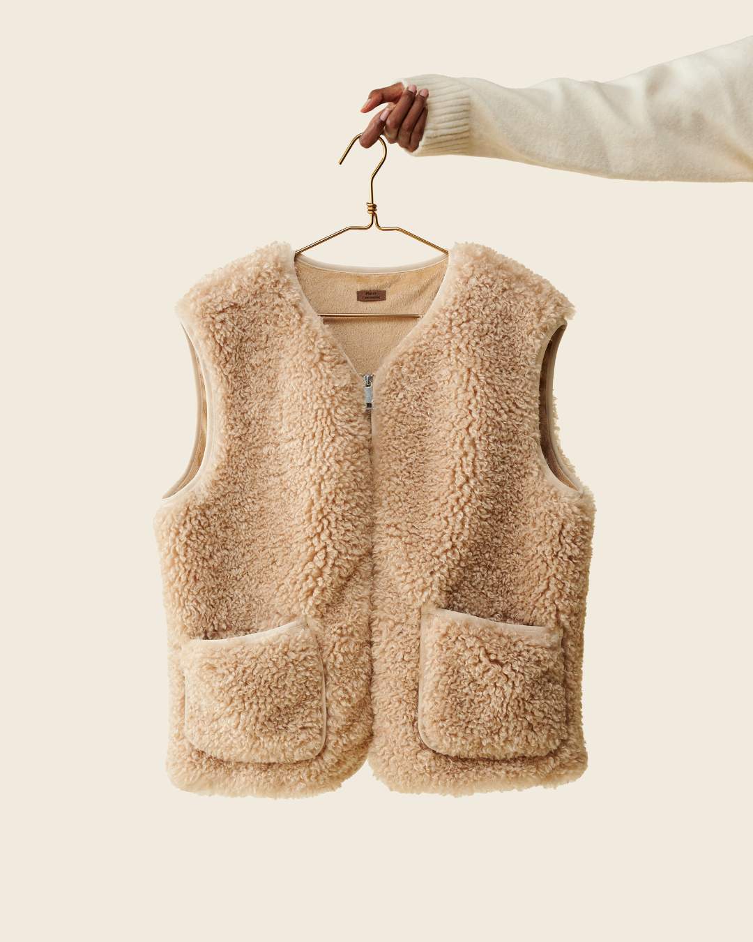 Gilet sans manches Teddy - Beige thumbnail 5
