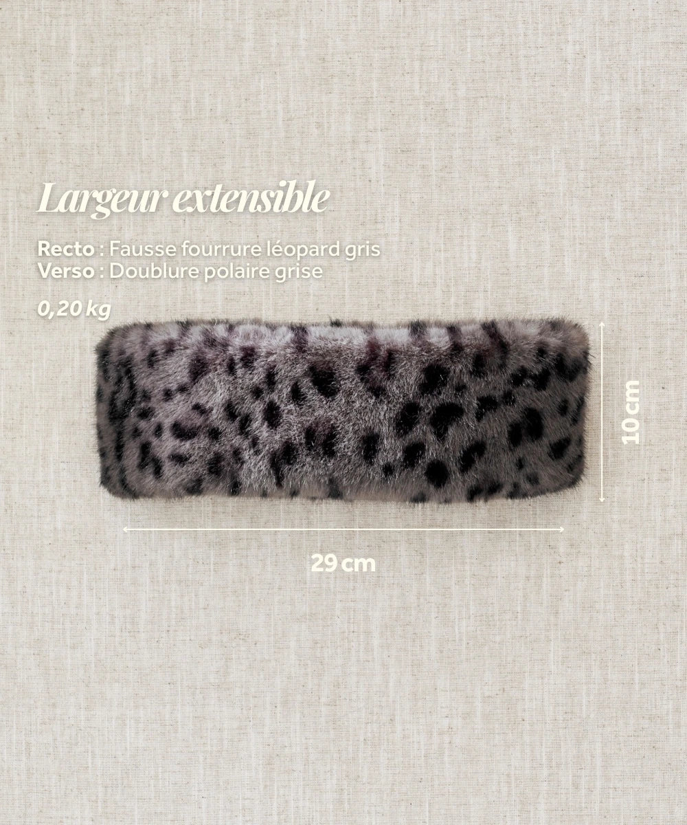 Bandeau Fourrure - Léopard Gris thumbnail 5