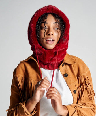 Bordeaux faux fur balaclava - The ultimate cocoon of softness
