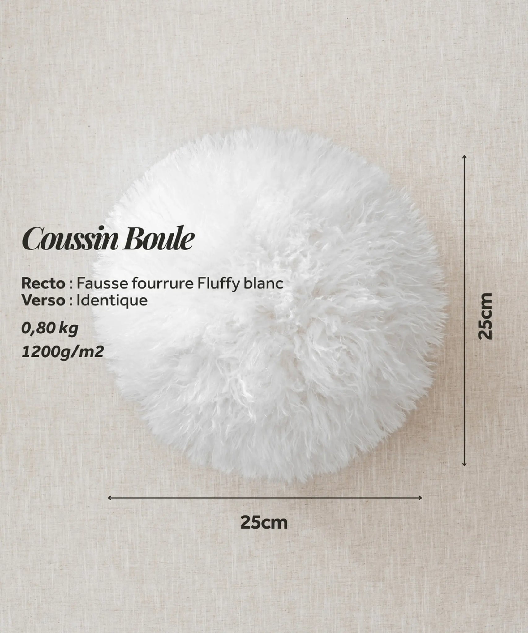 Coussin Boule Fausse fourrure - Douchka thumbnail 4