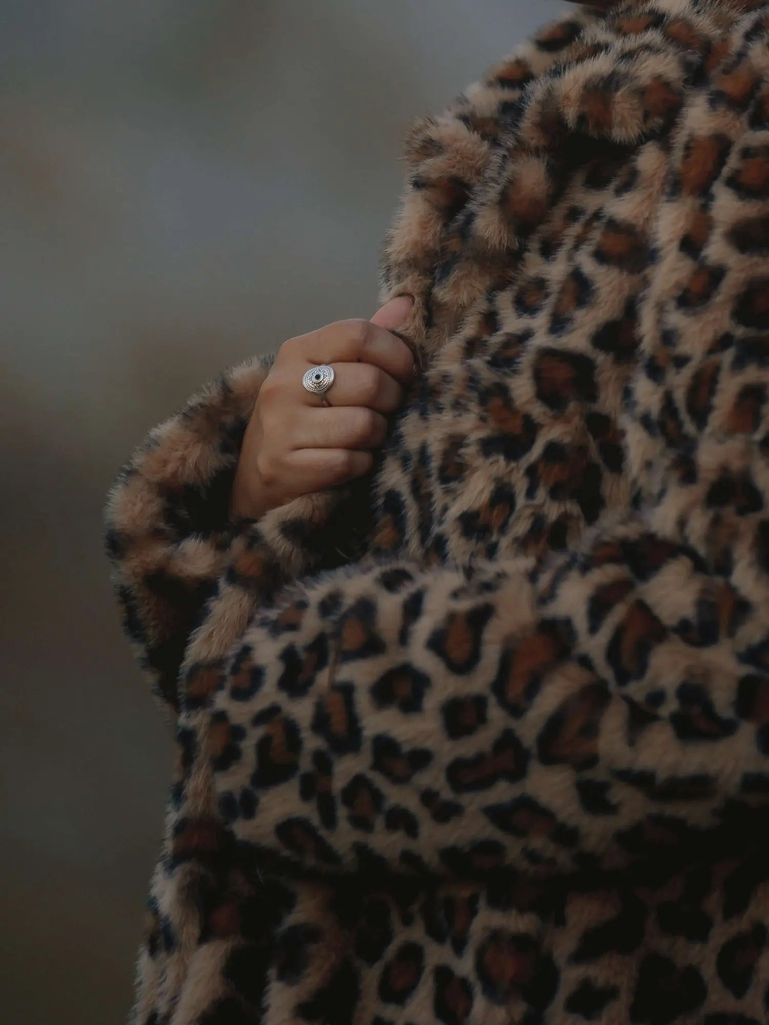 Leopard faux fur coat thumbnail 4