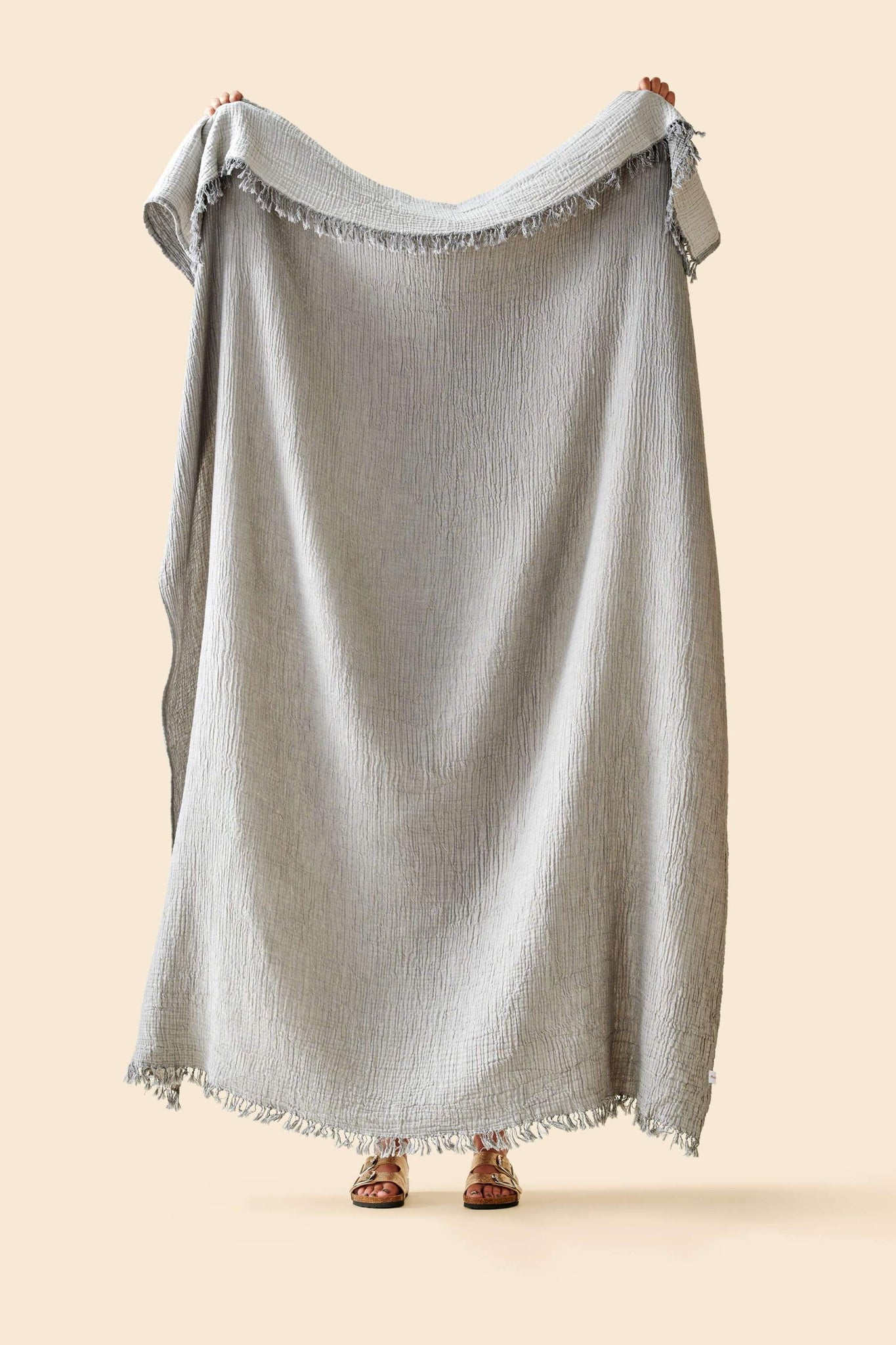 Fouta Gaze de Coton Gris thumbnail 2