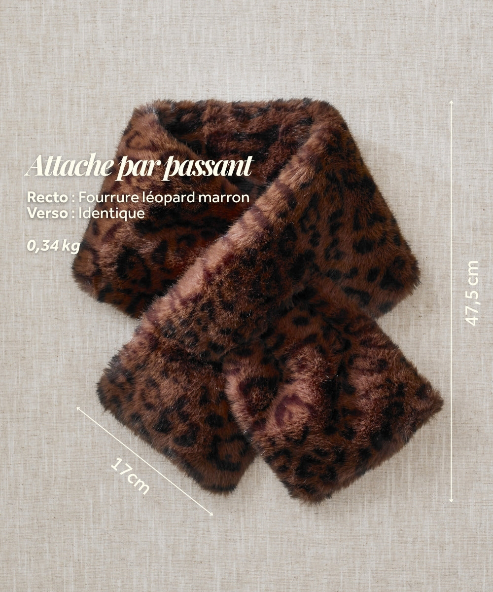 Écharpe fausse fourrure – léopard foncé thumbnail 6