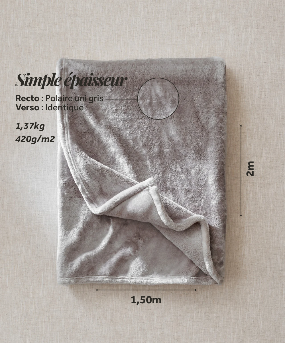 Plaid polaire - Classique Gris thumbnail 5