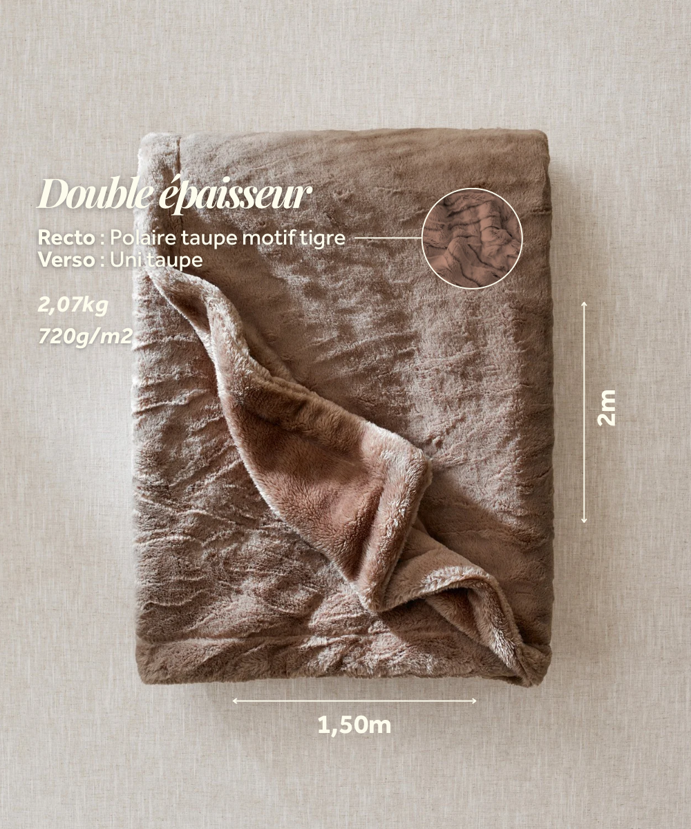 Plaid polaire - Tigre Taupe thumbnail 5