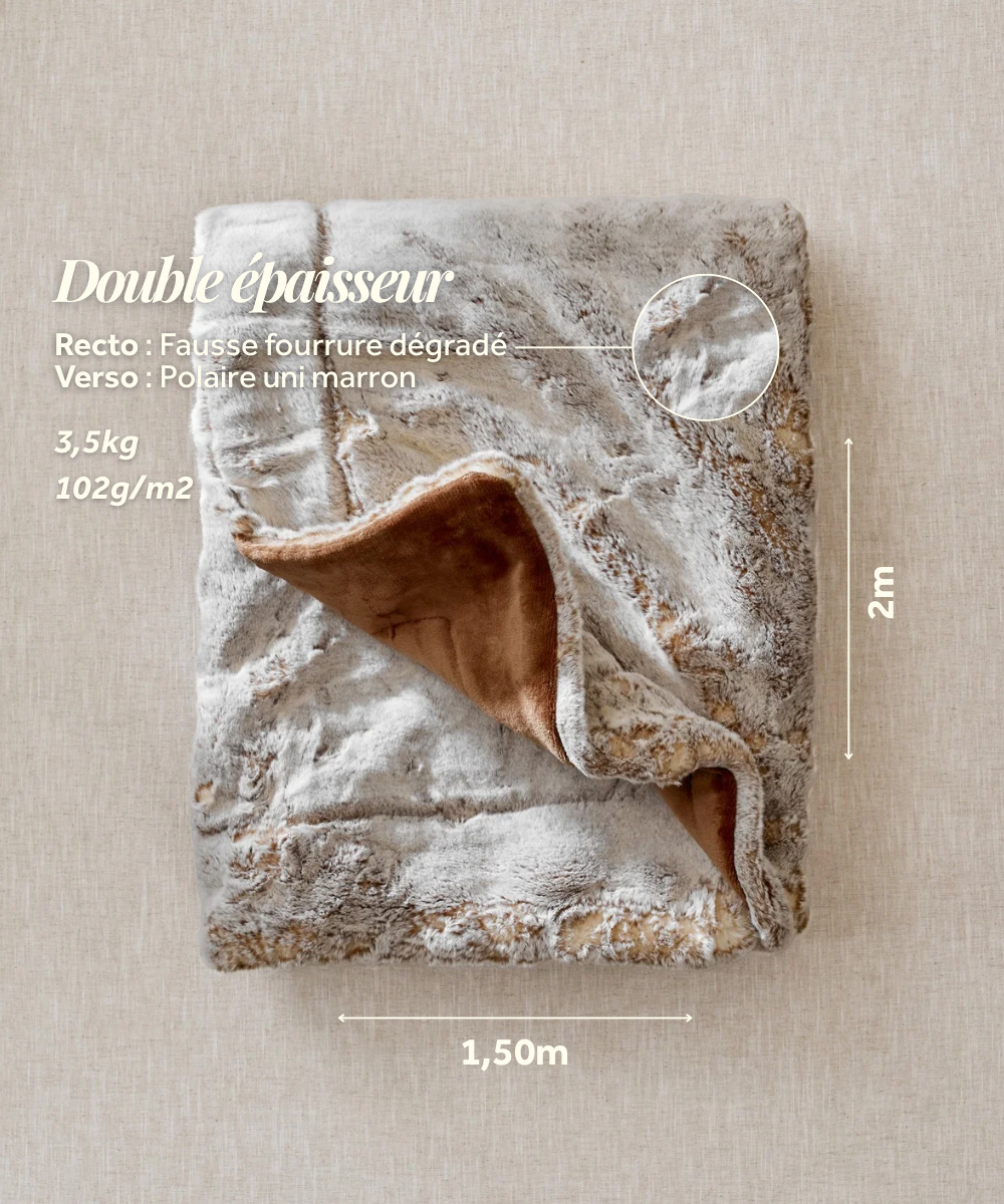 Faux fur throw Frisson Natural brown thumbnail 7