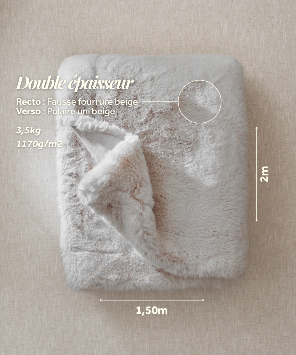 Plaid Fausse fourrure Polar Bear beige thumbnail 7