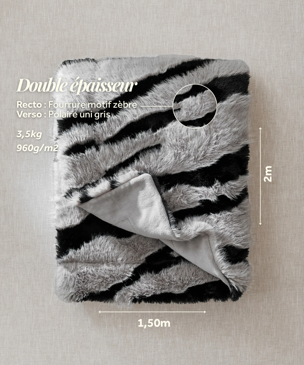 Plaid Fausse Fourrure - Zebra thumbnail 7