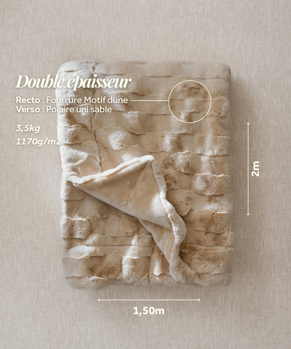 Plaid Fausse Fourrure - Dune thumbnail 6