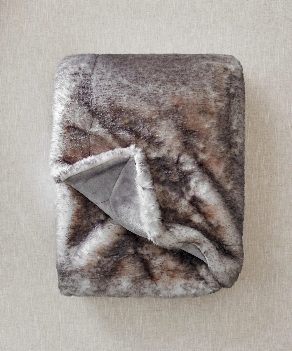 Sensation grey faux fur throw thumbnail 6