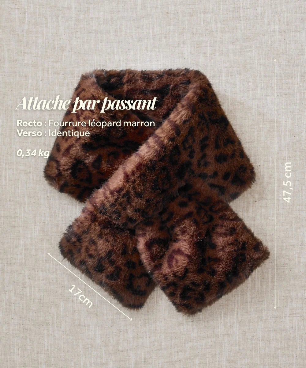 Écharpe fausse fourrure – léopard foncé thumbnail 7