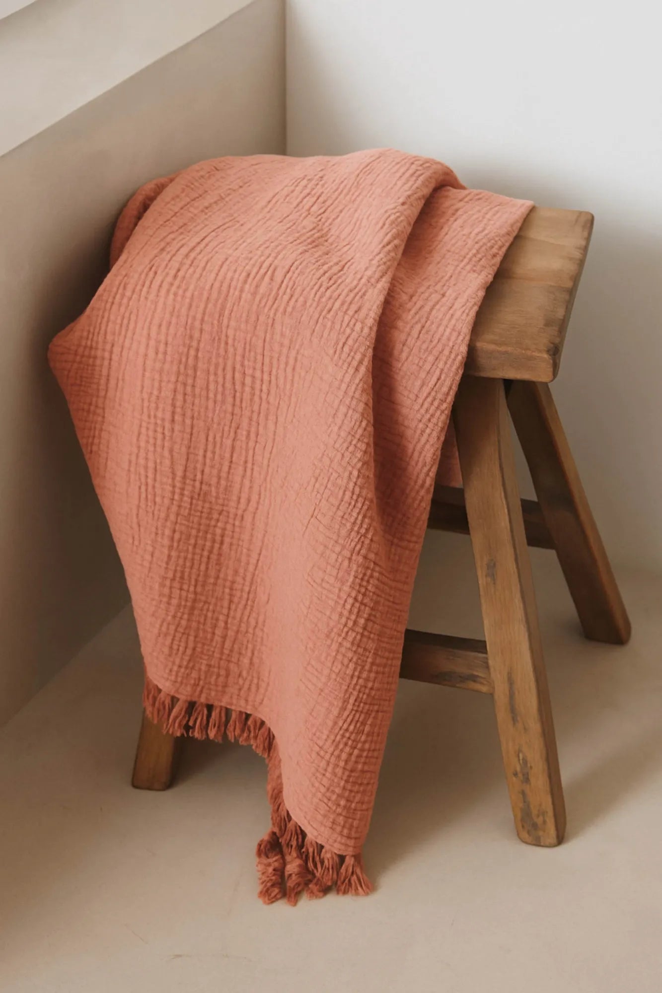 Fouta Gaze de Coton Abricot thumbnail 6