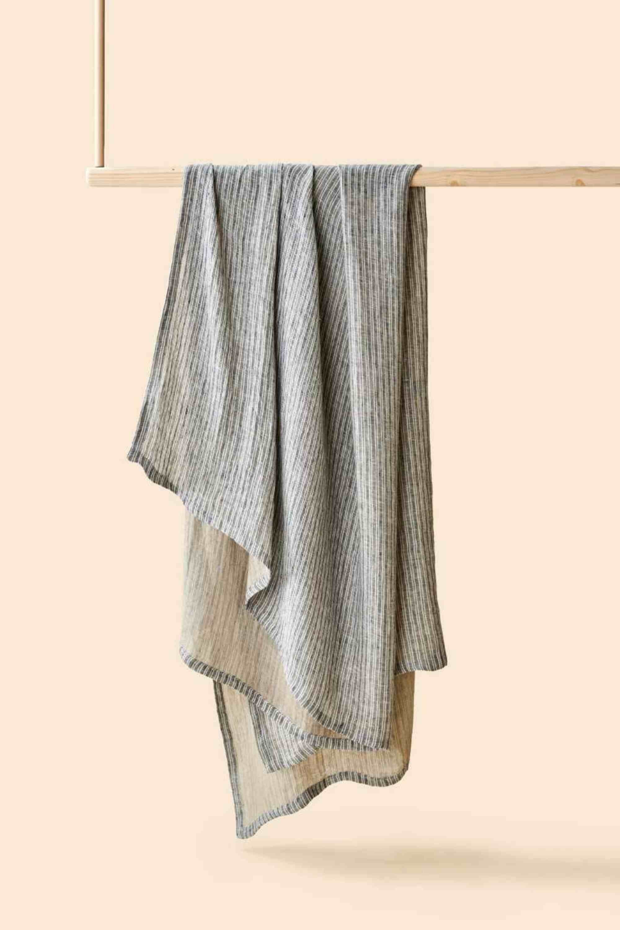 Fouta en lin Bixente Gris - BRADERIE