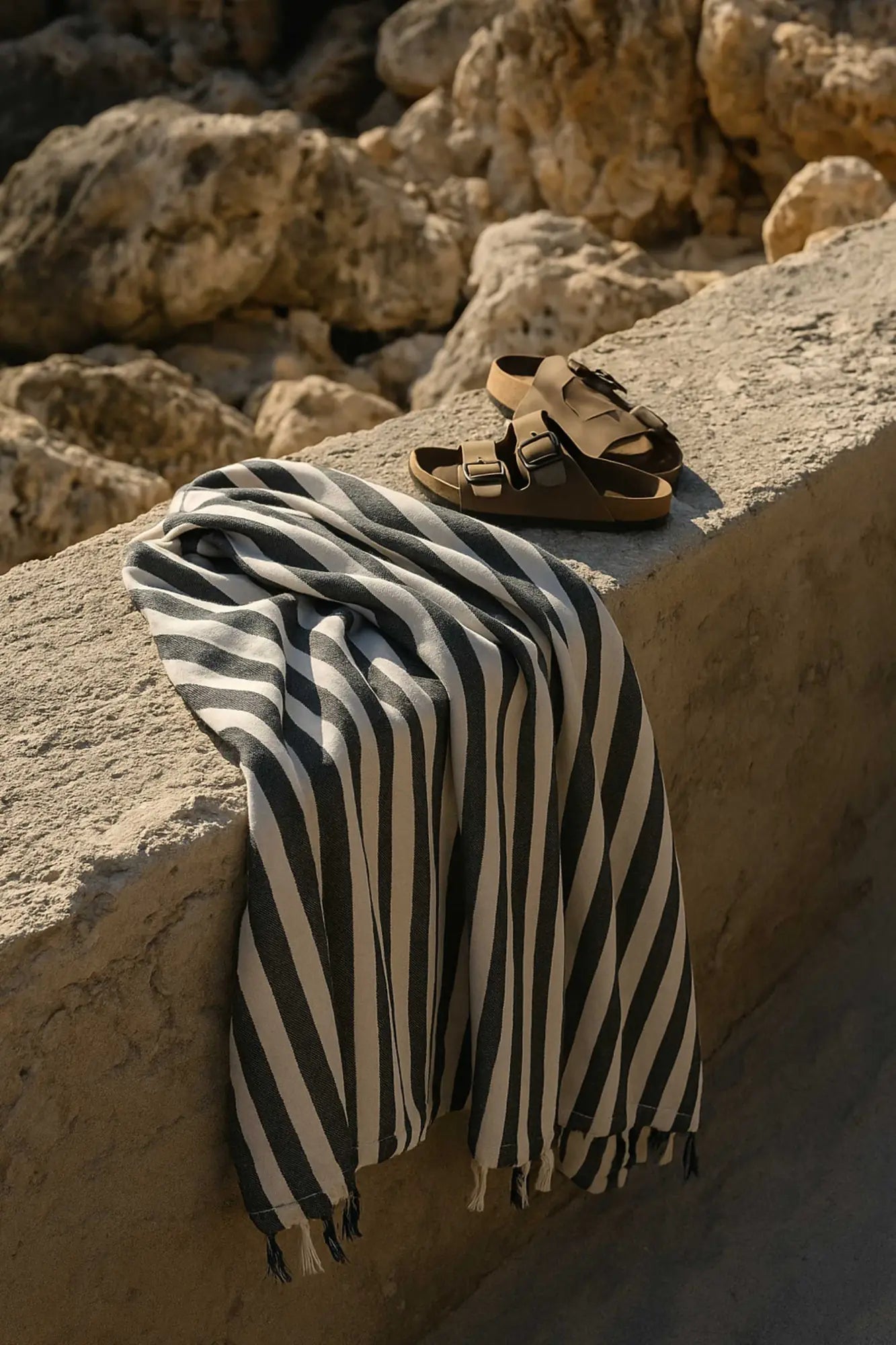 Gestreifte Fouta Grau