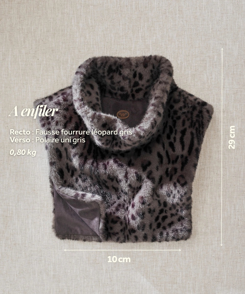 Plastron Pelz - Grauer Leopard thumbnail 7