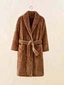 Peignoir hôtel fausse fourrure camel WARO suspendu avec ceinture