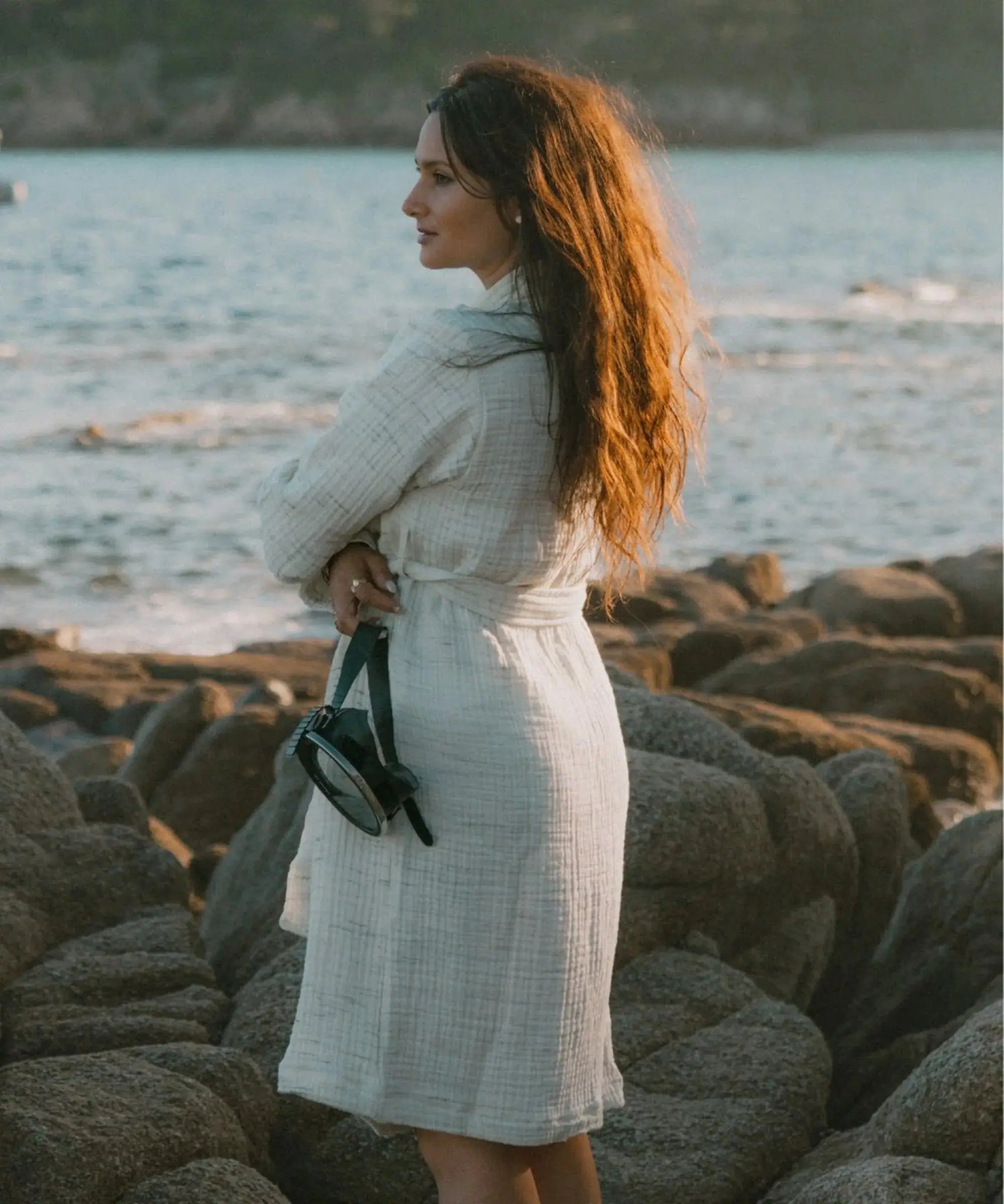 Ecru Cotton Gauze Bathrobe thumbnail 6