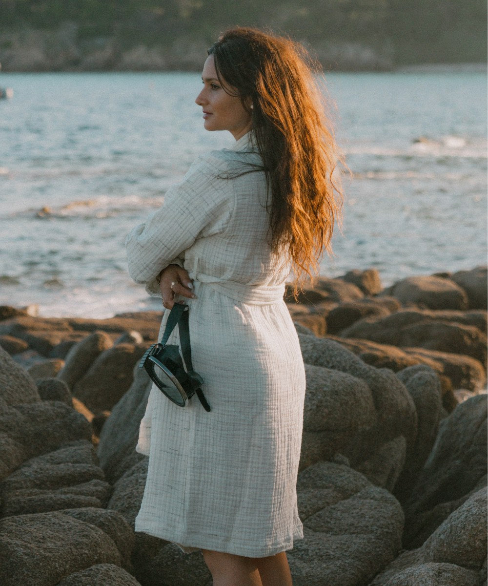 Peignoir Gaze de Coton Écru