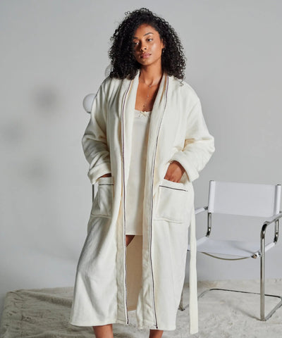 Peignoir polaire blanc WARO – tenue détente blanche