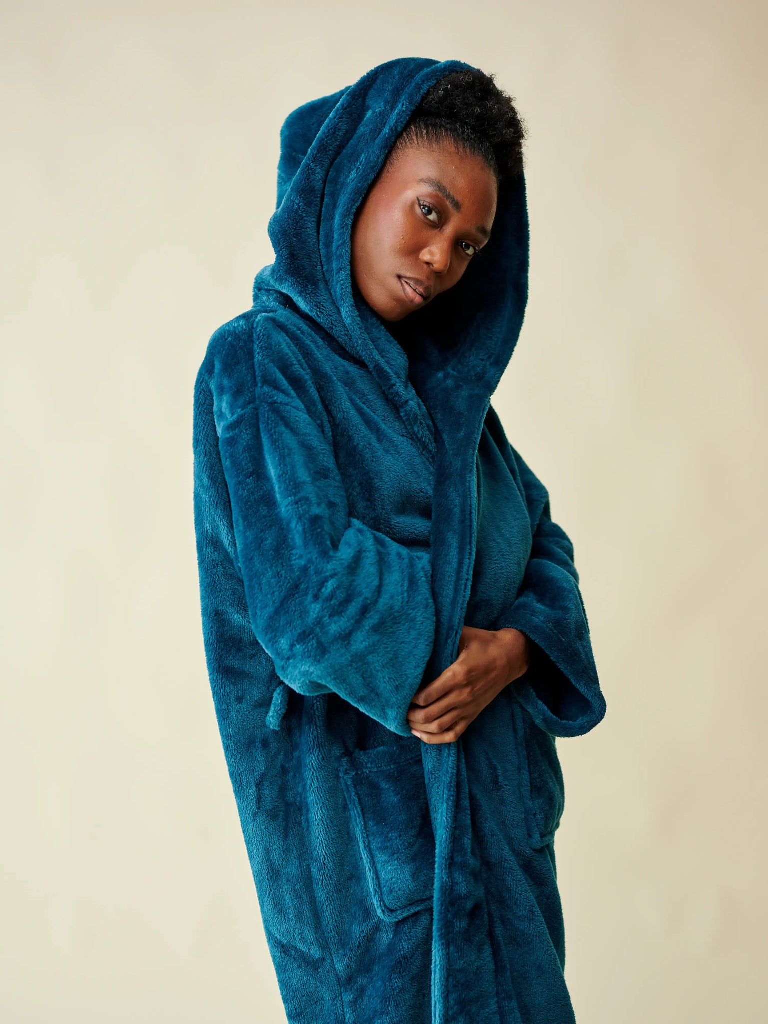 Peignoir polaire bleu canard thumbnail 2