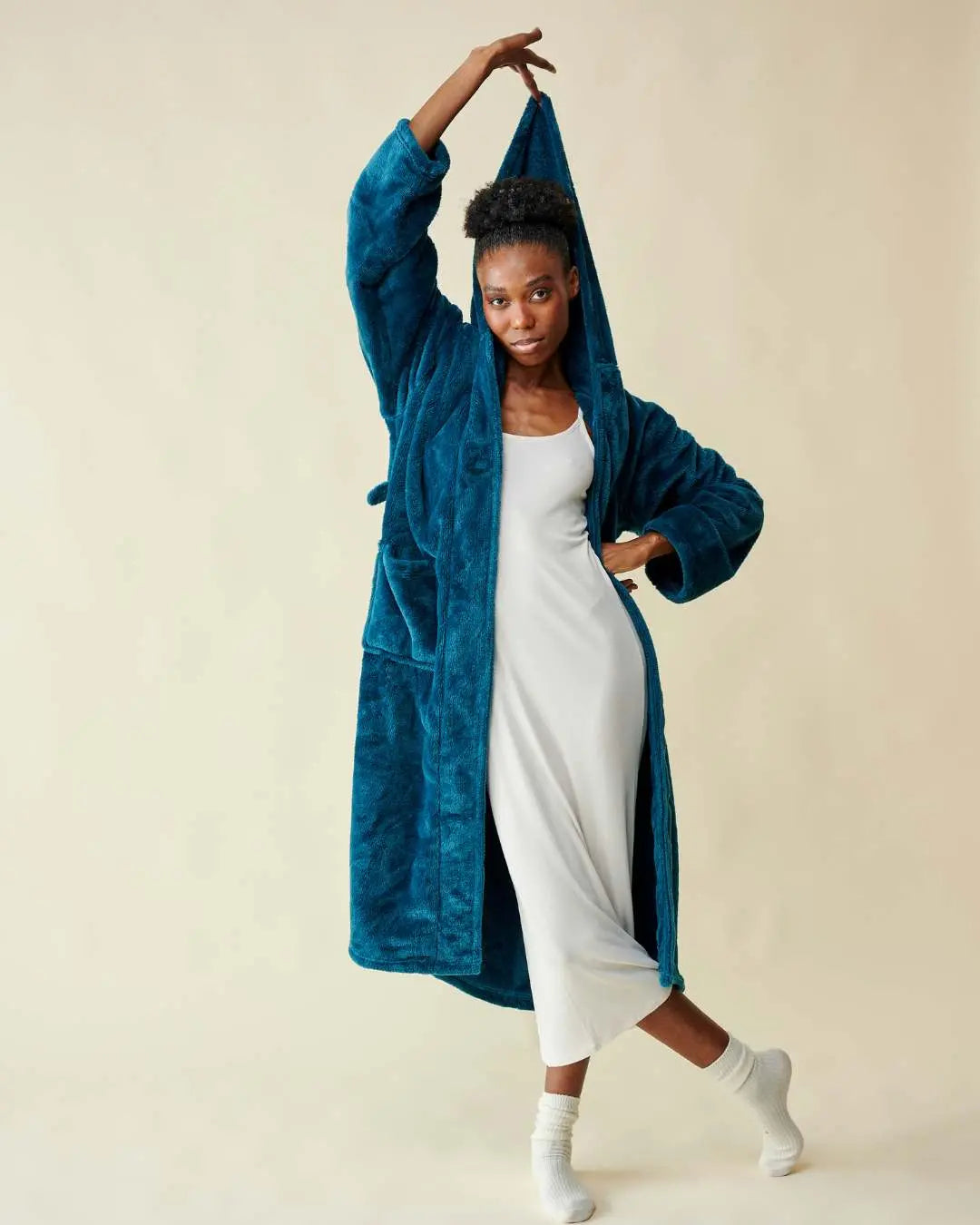 Peignoir polaire bleu canard thumbnail 5