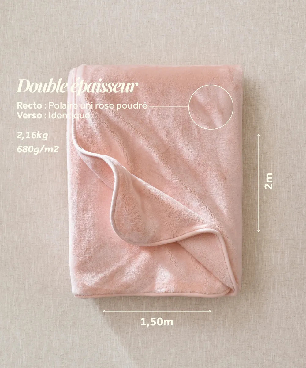 Cosy waro powder pink throw, laid flat 