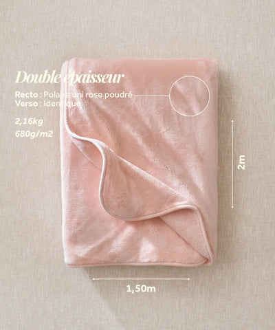 Cosy waro powder pink throw, laid flat 