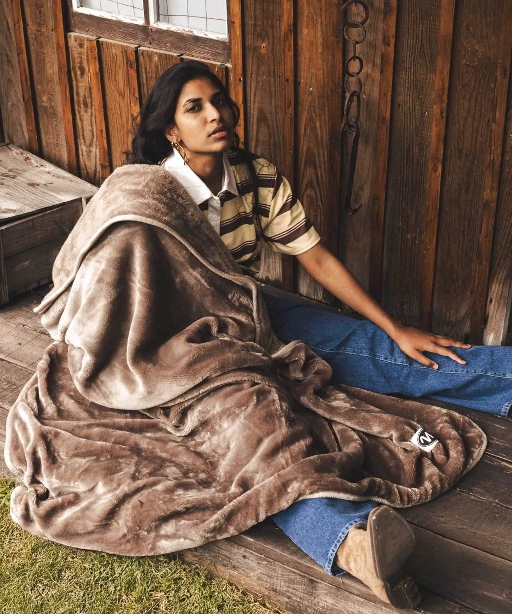 Plaid Polaire Cosy - Taupe thumbnail 5