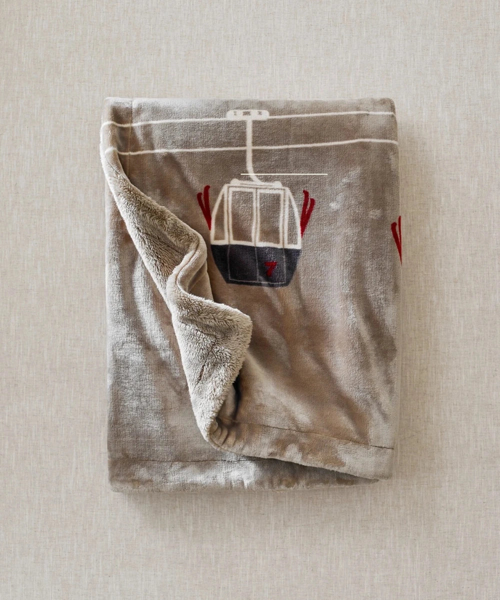 Taupe fleece blanket waro gondola laid flat 