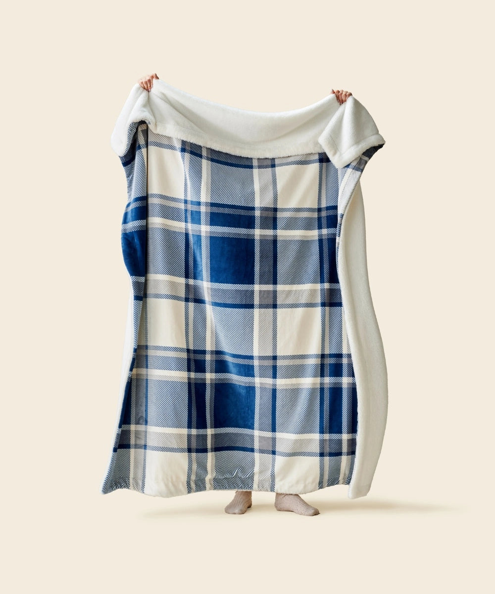 Plaid polaire - Tartan Bleu thumbnail 7