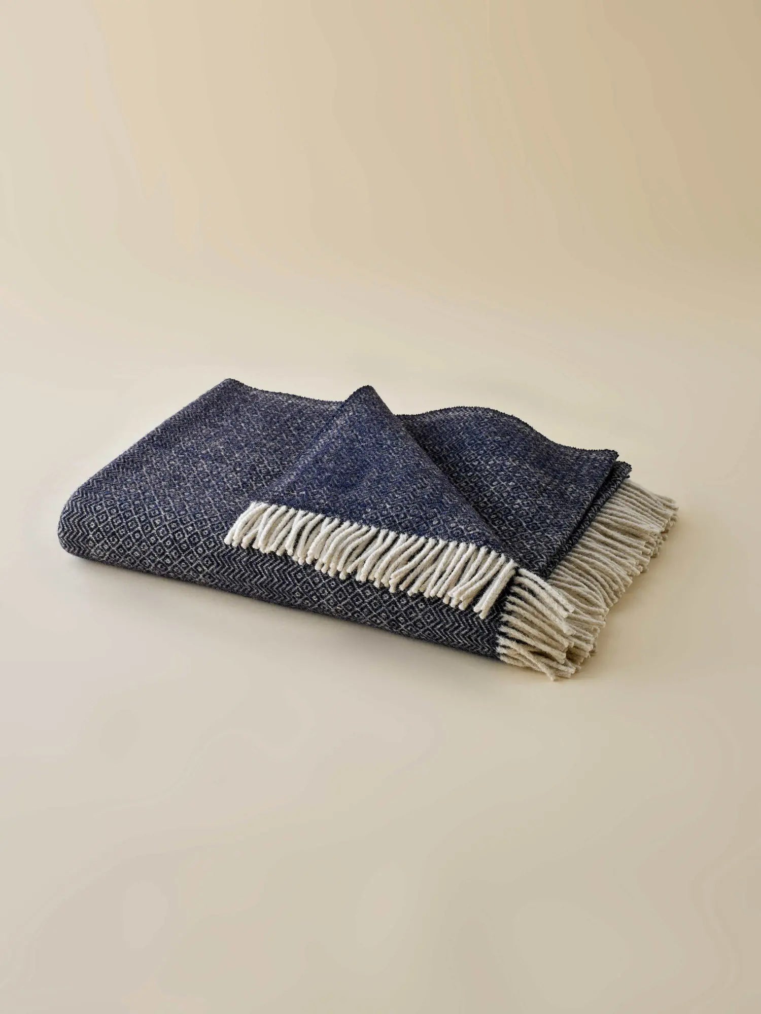 Plaid Wolle Unis Marine thumbnail 2