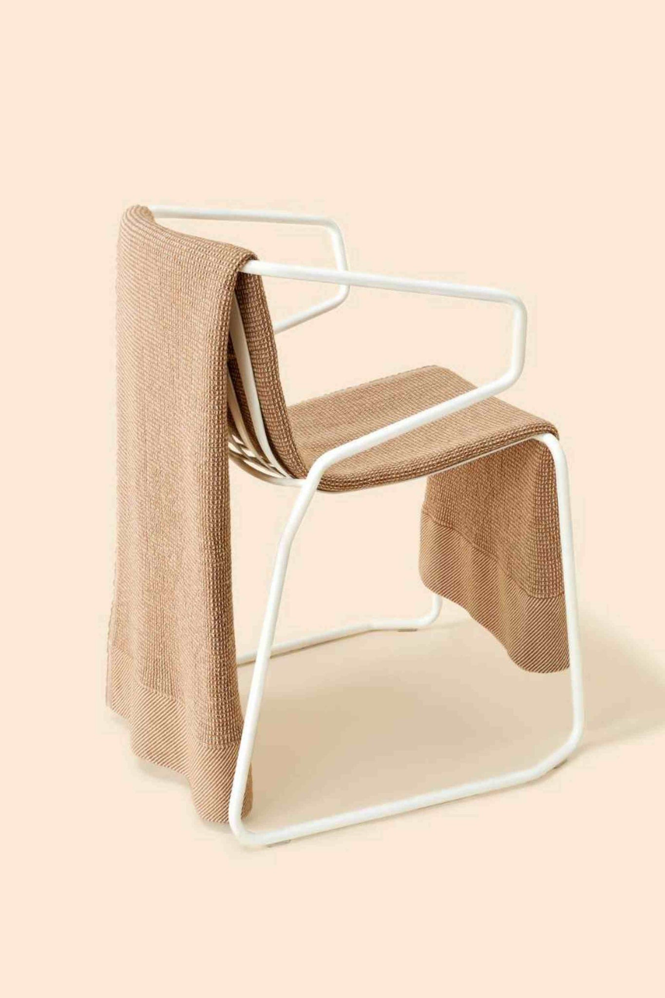 Plaid Maille Gaufrée Laine Camel thumbnail 4