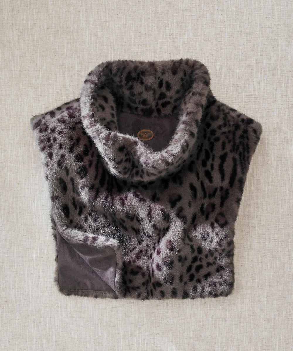 Plastron Pelz - Grauer Leopard