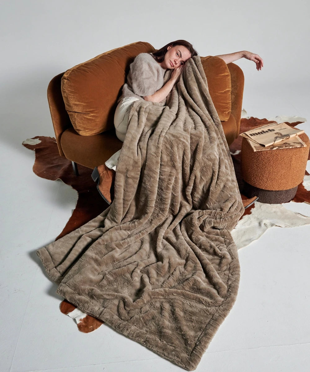 Plaid polaire - Tigre Taupe