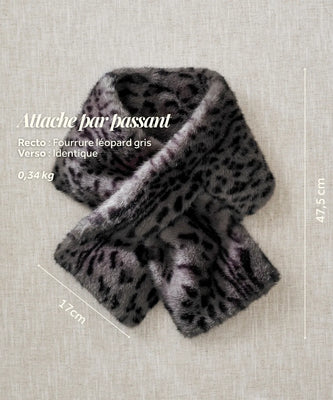 Grey leopard faux fur scarf - Soft and practical – The Waro