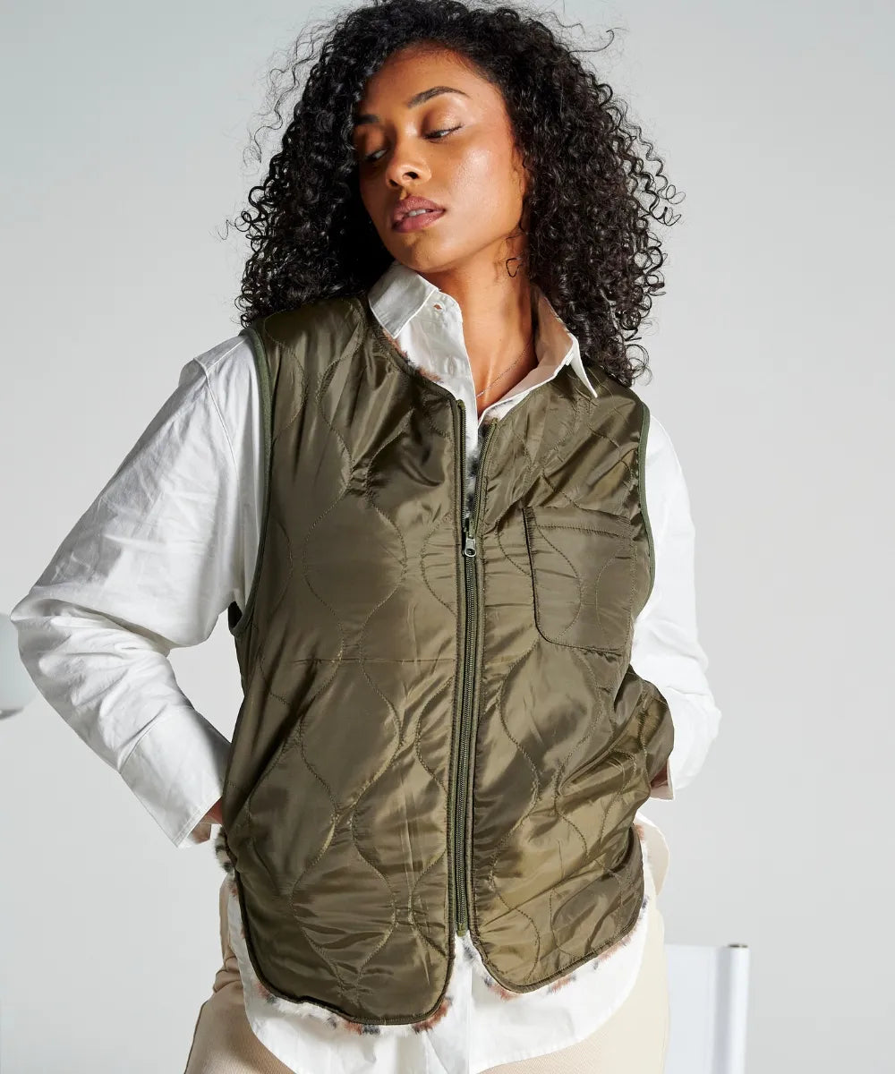 Sleeveless Reversible Khaki/Leopard Vest thumbnail 5